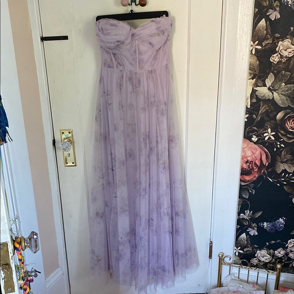 Dessy collection lavender tulle dress